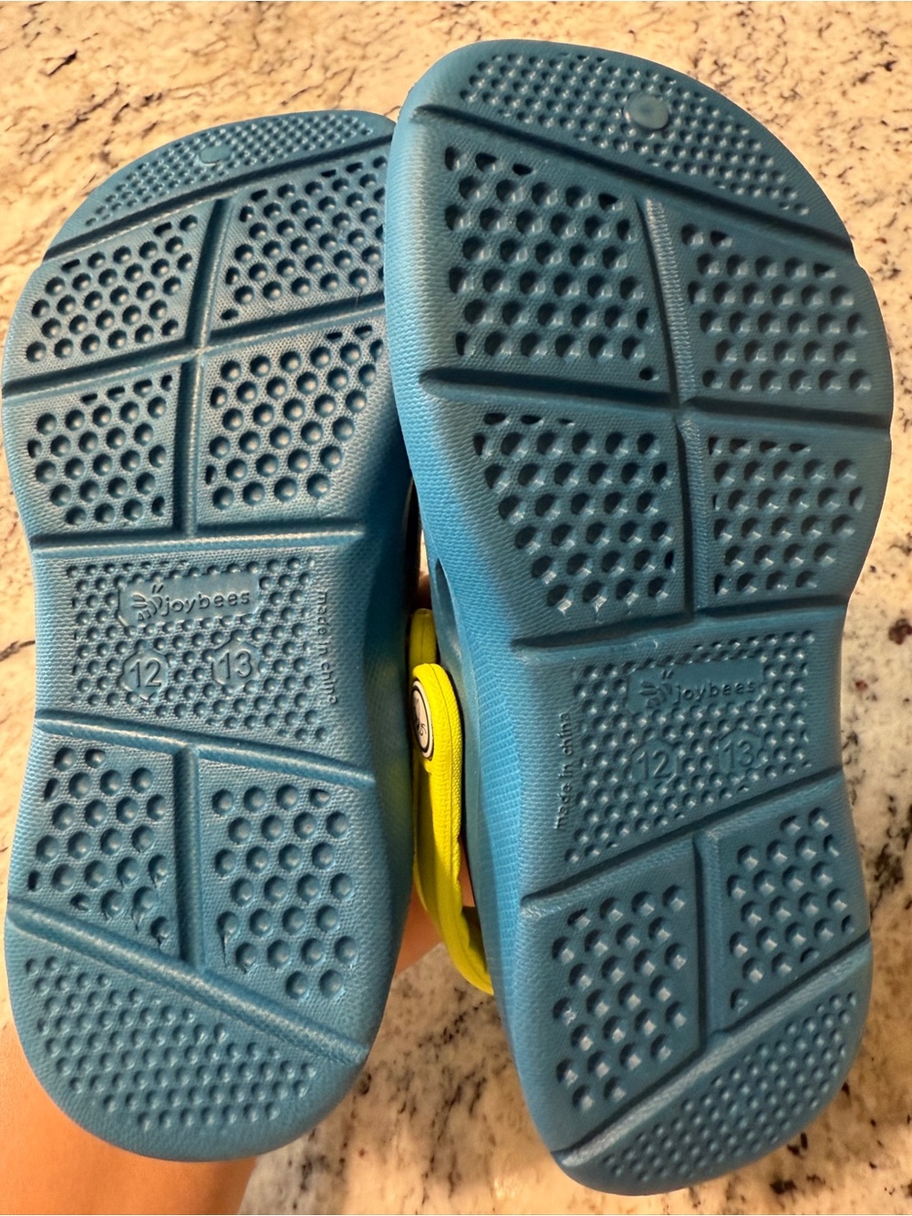 Joybees Kids Teal Slip-On Sandals with Yellow Heel Strap - Picture 6 of 7